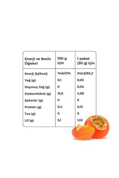 Trabzon Cennet Hurması Kuru Meyve Cipsi - Dondurularak Kurutulmuş Freeze Dried Çıtır Cennet Hurması - Resim 2