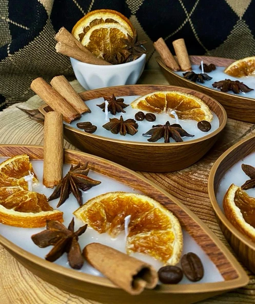 Sonbahar Masalı / Sonbahar Temalı Kokulu Mum / Tarçın ve Portakallı Mum - Resim 2