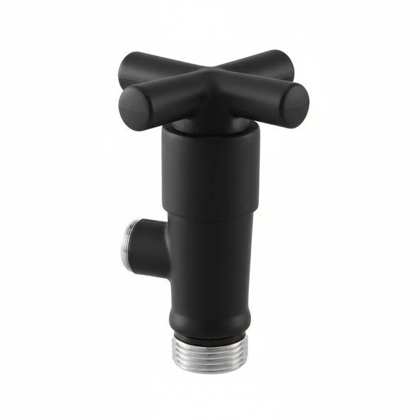 Taharet Musluğu Siyah Renk Komple Pirinç Ağır Tip Klozet Ara Musluğu Musluk - Resim 2