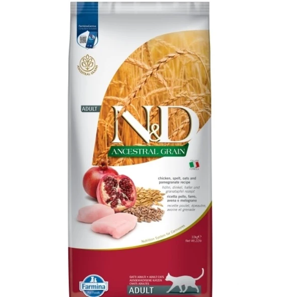 N&D Ancestral Grain Adult Tavuklu Narlı Ve Ata Tahıllı Yetişkin Kedi Maması 10 Kg ürün görseli 1