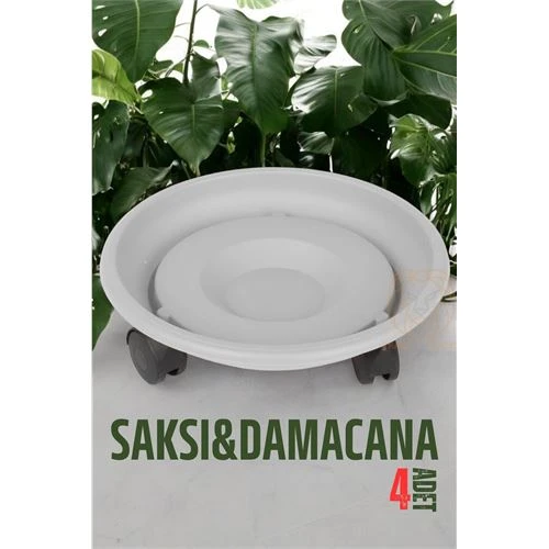 Tekerlekli Saksı Altığı 4 ADET 37 CM BEYAZ ürün görseli 1