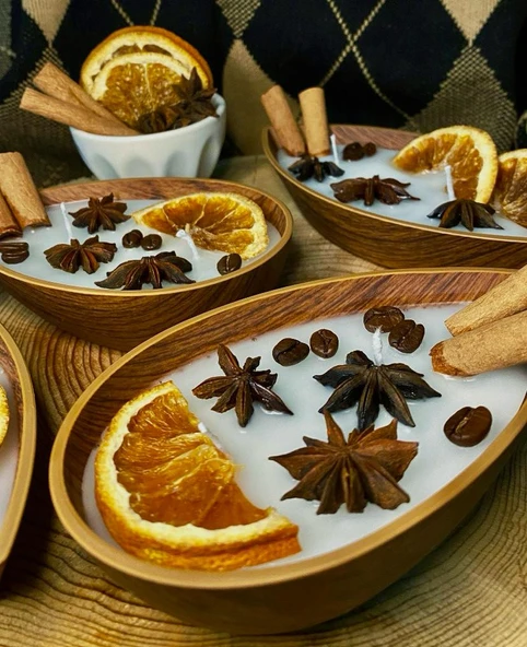 Sonbahar Masalı / Sonbahar Temalı Kokulu Mum / Tarçın ve Portakallı Mum - Resim 3