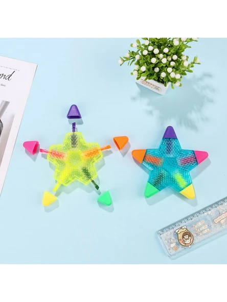 5 renkli Yıldız şeklinde  Işaretleyici Fosforlu Kalem - Resim 3