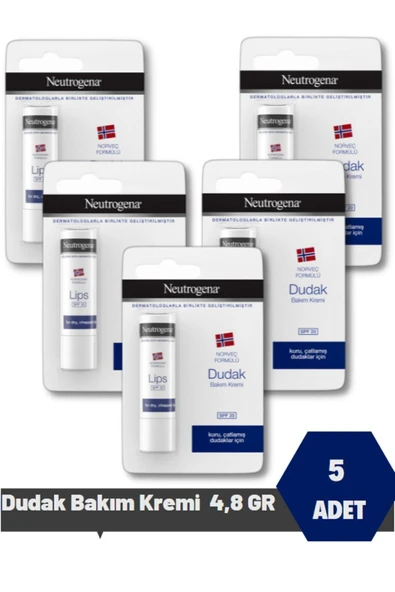 NEUTROGENA NEUTROGENA Norveç Formülü Güneş Koruma Faktörlü (spf 20) Dudak Nemlendiricisi 4,8 Gr 5 Adet ürün görseli 1