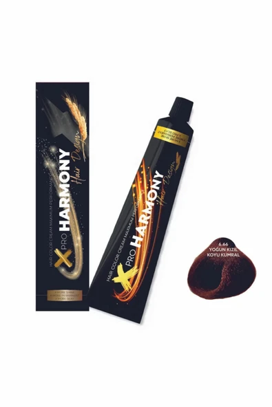 X PRO HARMONY X PRO HARMONY Xproharmony Profesyonel Saç Boyası No:6,66 Yogun Kızıl Koyu Kumral ürün görseli 1