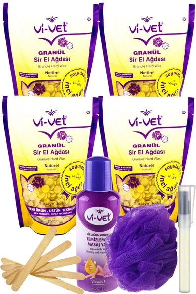 Vİ-VET Vİ-VET Naturel Inci Boncuk Granül Sir El Ağdası Yağ Spatula Lif Kalemparf Seti ürün görseli 1