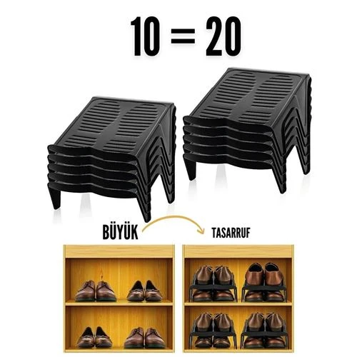 10 LU Ayakkabı Rampası Yer Tasarruf Organizeri Mehle-Twin ürün görseli 1
