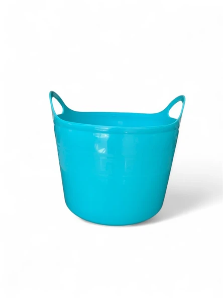 Turkuaz, Esnek Plastik Kova – 20 Litre, Temizli Kovası, Esneyebilen Oyuncak ve Çamaşır Sepeti - Resim 4