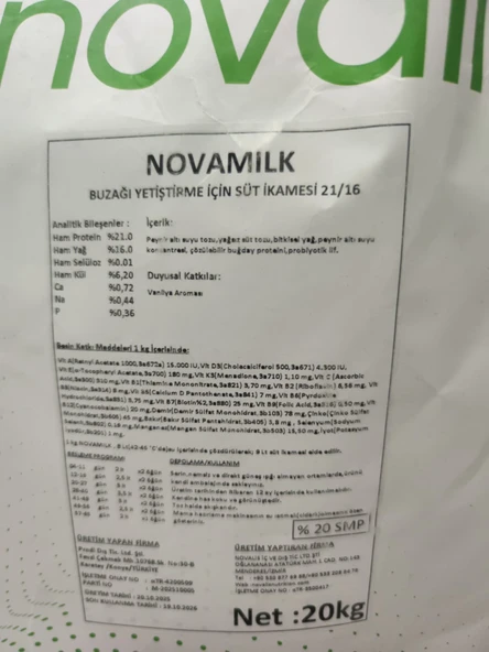 NOVAMİLK BUZAĞI - KUZU YETİŞTİRME İÇİN SÜT İKAMESİ 20KG 21PROTEİN/16YAĞ - Resim 5
