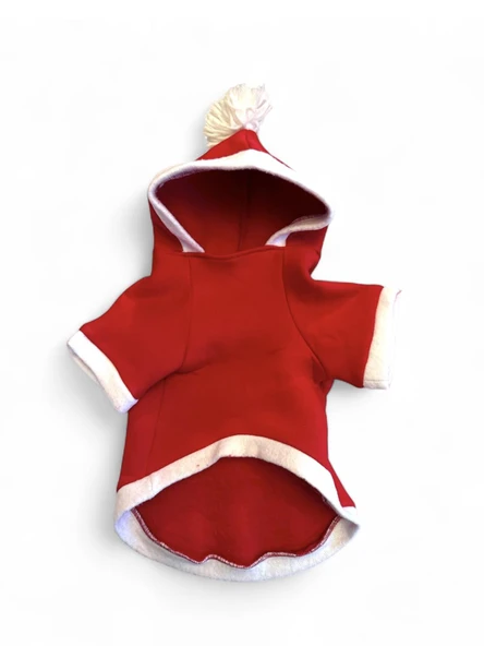 Boo Boo Teddy Yılbaşı Köpek Kıyafeti Premium Kırmızı Polar | Kapüşonlu Noel Köpek Kostümü | Küçük Irklar İçin - Resim 6