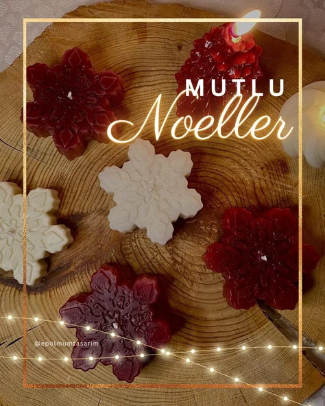 Kar Tanesi Mum / Yılbaşı Temalı Kokulu Mum ürün görseli 1
