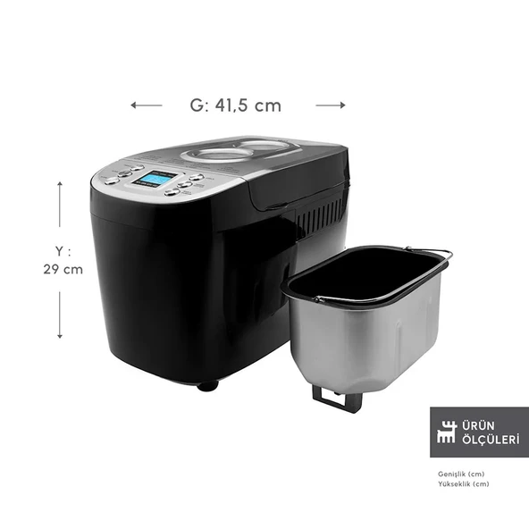 Karaca BakeXL Ekmek ve Yoğurt Yapma Makinesi - Siyah - Resim 3
