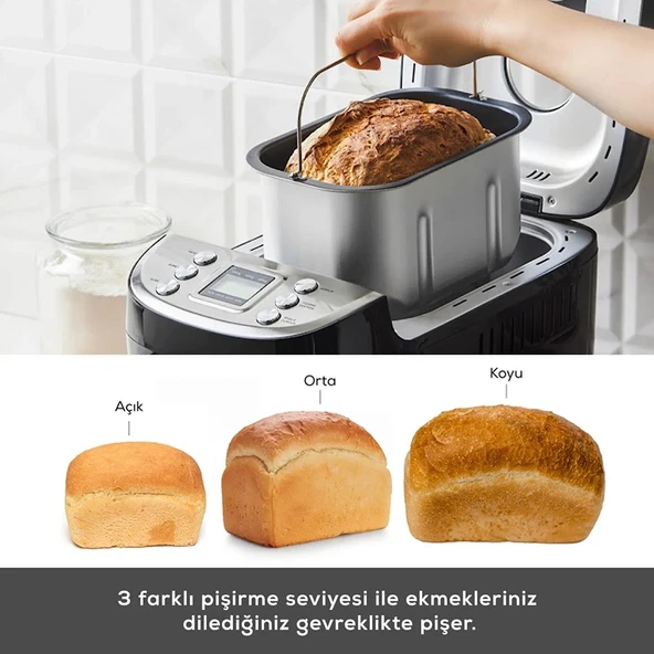 Karaca BakeXL Ekmek ve Yoğurt Yapma Makinesi - Siyah - Resim 8