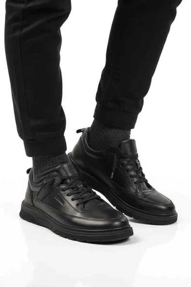 Bulldozer Siyah Floter Hakiki Deri Masaj Etkili Erkek Casual Ayakkabı ürün görseli 1