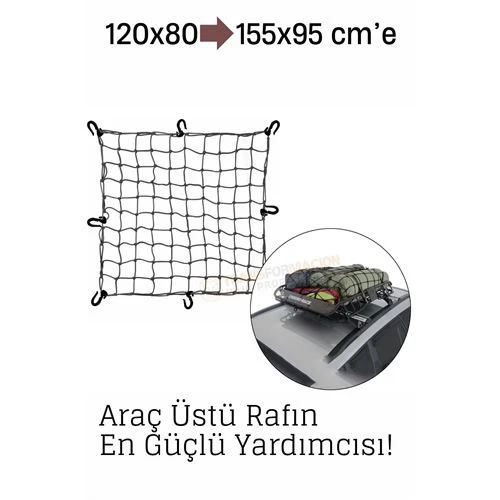 Elastik Bagaj Filesi 120x80 cm – 155x95 cm’e Kadar Genişler | Araç Üstü, Kamp ve Seyahat İçin ürün görseli 1