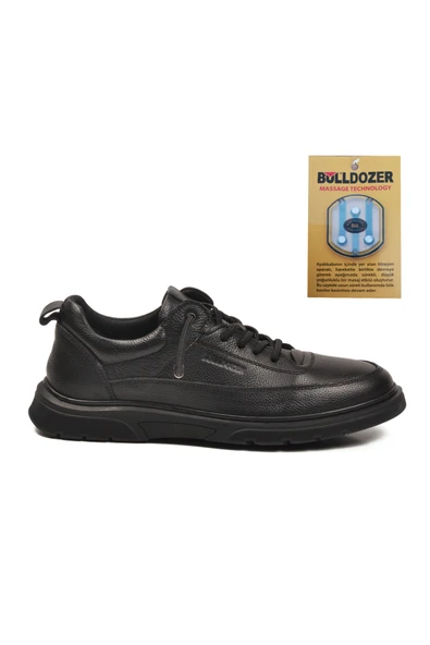 Bulldozer Siyah Floter Hakiki Deri Masaj Etkili Erkek Casual Ayakkabı - Resim 2