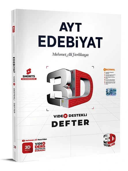 3D Yayınları Ayt Edebiyat Video Destekli Defter Yeni ürün görseli 1