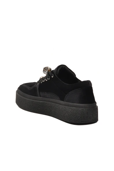 Guja Siyah Nubuk Bağcıklı Yüksek Taban Kadın Sneaker - Resim 4