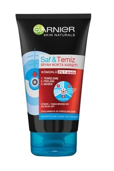Garnier Skin Natural Saf & Temiz 3in1 Temizleme Jeli 150 ml - Kömür ürün görseli 1