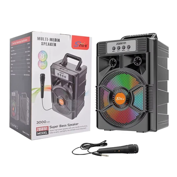 ARBAKS ZQS 8151 MİKROFONLU KARAOKEN BLUETOOTH HOPARLÖR 8'' ürün görseli 1