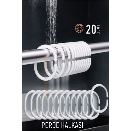 Banyo Perde Halkası 20'li Set – Dayanıklı, Kolay Takılan, Şık Tasarım ürün görseli 1