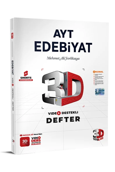 3D AYT Edebiyat Video Destekli Defter ürün görseli 1
