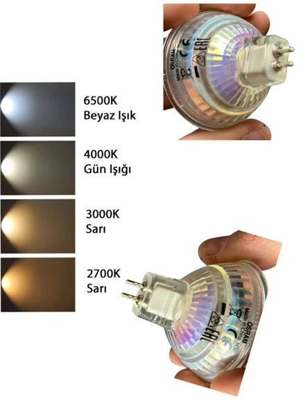 (4 Adet) Ledvance 12Volt 6,5W (50W) Sarı (2700K) GU5.3 Duylu (İğne Bacak) Led Spot Ampul - Resim 5