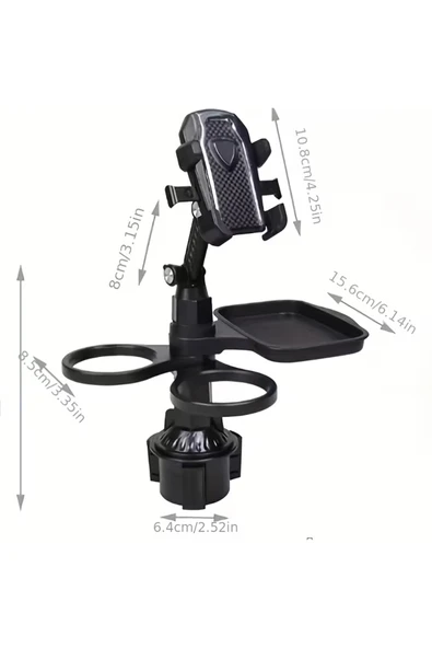 Çok Fonksiyonlu Araç İçi Bardak Tutucu & Telefon Standı - Ayarlanabilir Küçük Yemek Tepsisi CZ-94240 - Resim 7