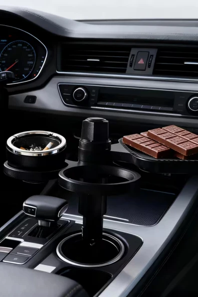 Çok Fonksiyonlu Araç İçi Bardak Tutucu & Telefon Standı - Ayarlanabilir Küçük Yemek Tepsisi CZ-94240 - Resim 3