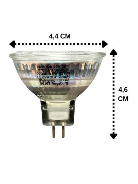 (4 Adet) Ledvance 12Volt 6,5W (50W) Sarı (2700K) GU5.3 Duylu (İğne Bacak) Led Spot Ampul - Resim 3
