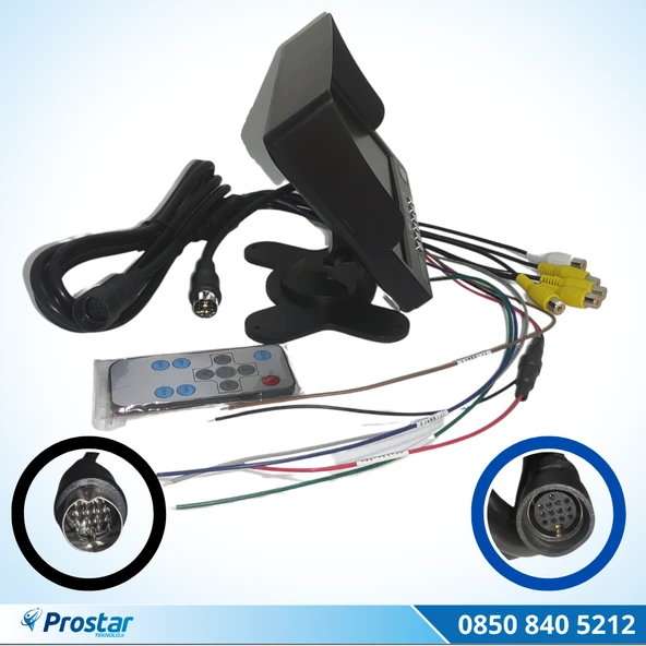 Orjinal 7 inç Dörde Bölünür Araç Monitörü 13 Pin Çıkışlı 4 Kamera Girişli Ekran - Resim 2