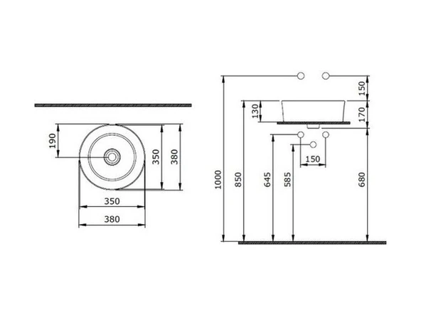 Bocchi Vessel Yuvarlak Çanak Lavabo 38 CM P. Beyaz 1174-061-0125 - Resim 2