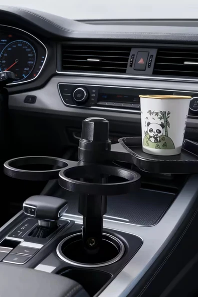 Çok Fonksiyonlu Araç İçi Bardak Tutucu & Telefon Standı - Ayarlanabilir Küçük Yemek Tepsisi CZ-94240 - Resim 2