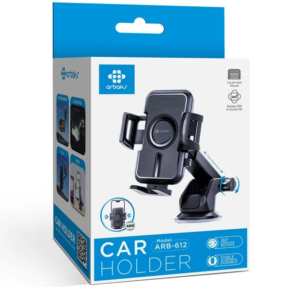 ARBAKS ARB-612 360' DÖNER BAŞLIKLI ARAÇ TELEFON TUTUCU ürün görseli 1