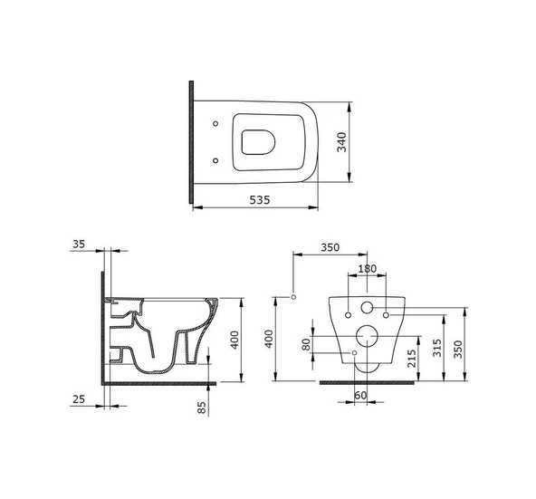 Bocchi Firenze Rimless Asma Klozet Parlak Beyaz Kapak Hariçtir 1304-064-0128 - Resim 4