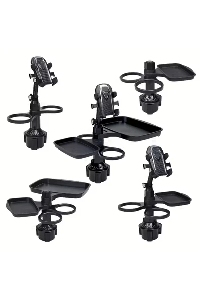 Çok Fonksiyonlu Araç İçi Bardak Tutucu & Telefon Standı - Ayarlanabilir Küçük Yemek Tepsisi CZ-94240 - Resim 6