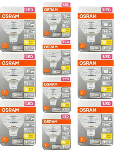 (10 Adet) Ledvance 12Volt 6,5W (50W) Sarı (2700K) GU5.3 Duylu (İğne Bacak) Led Spot Ampul ürün görseli 1