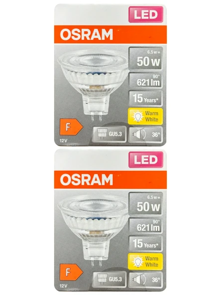 (2 Adet) Ledvance 12Volt 6,5W (50W) Sarı (2700K) GU5.3 Duylu (İğne Bacak) Led Spot Ampul ürün görseli 1