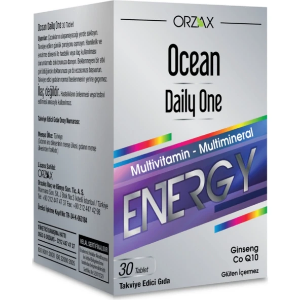 Ocean Daily One Energy 30 Tablet - Takviye Edici Gıda ürün görseli 1
