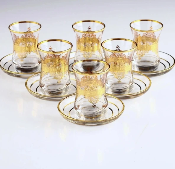561-201 ÇAY TAKIMI BY NİDA ALTIN DEKOR 6 KİŞİLİK 12 PARÇA ürün görseli 1