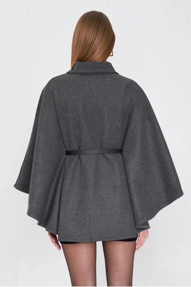 Kemerli Kaşe Panço Antrasit Pt - Resim 2