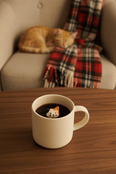 Kedi Figürlü 250 ml Seramik Çay Kahve Kupası MIT1270 ürün görseli 1