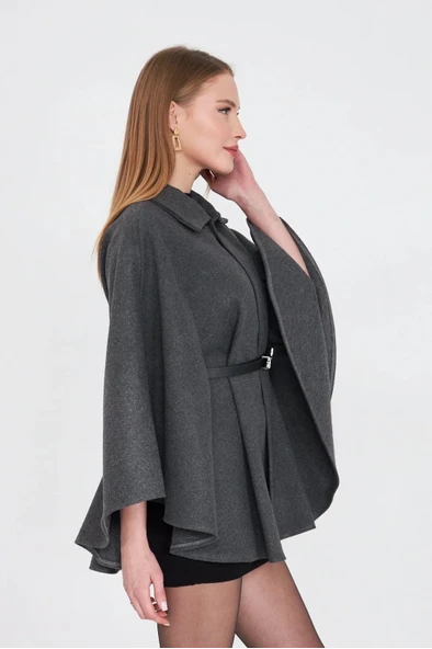 Kemerli Kaşe Panço Antrasit Pt - Resim 4