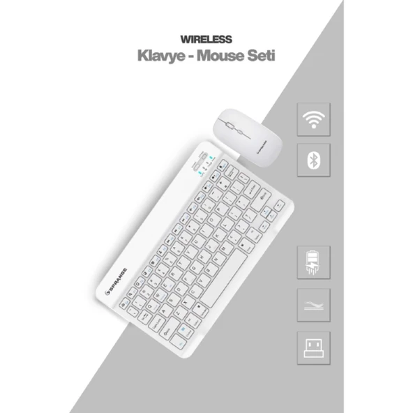 Beyaz Kablosuz Klavye Ve Mouse Seti ürün görseli 1