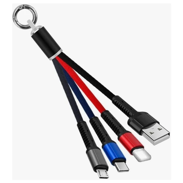 Anahtarlık Çoklu Şarj Kablosu 4 Başlıklı ürün görseli 1