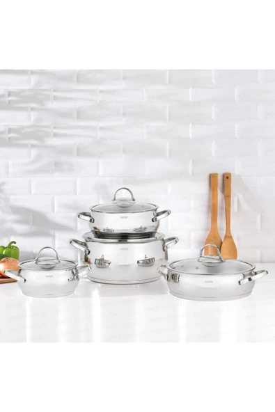 Nehir silver paslanmaz çelik tencere seti takımı 8 parça - Resim 2