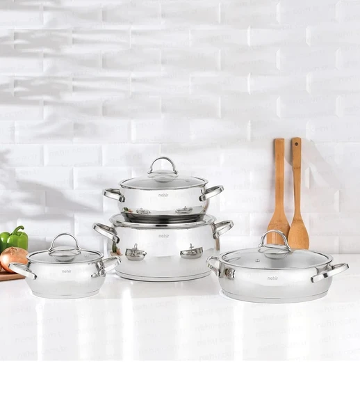 Nehir silver paslanmaz çelik tencere seti takımı 8 parça ürün görseli 1