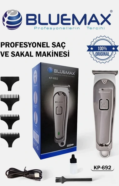 BLUEMAX KP-805 Profesyonel Saç Kesme Makinesi – Şarjlı, T-Bıçak, 120 dk Kullanım Altın Rengi - Resim 3