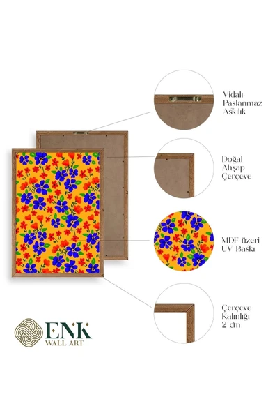 Çiçekler Ahşap Çerçeveli Tablo 17 x 23 - Resim 4