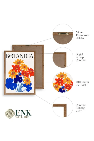 Çiçekler Ahşap Çerçeveli Tablo 50 x 70 - Resim 4